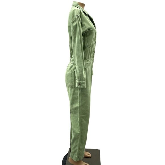 Treasure & Bond Utility Herringbone Long Sleeve Jumpsuit Olive Acorn Women S‎ - Picture 11 of 16
